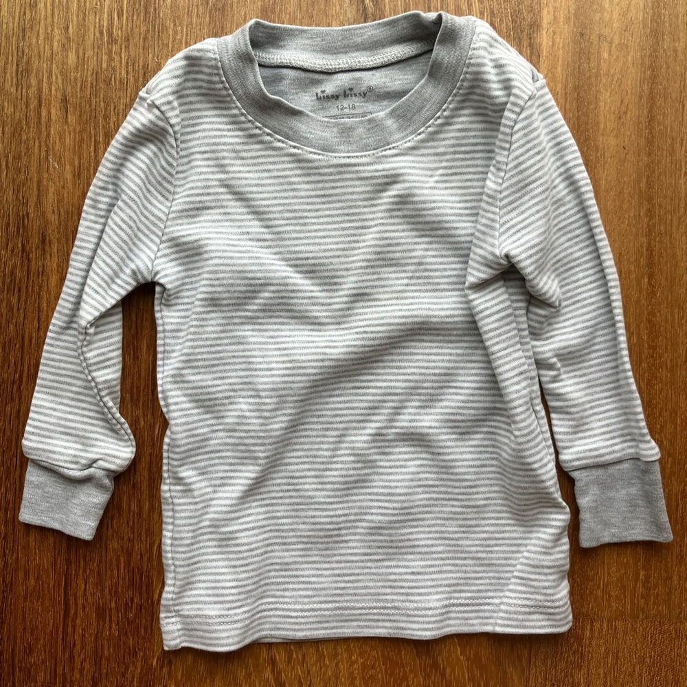 Super soft kissy Kissy grey striped long sleeve tee top 12-18M